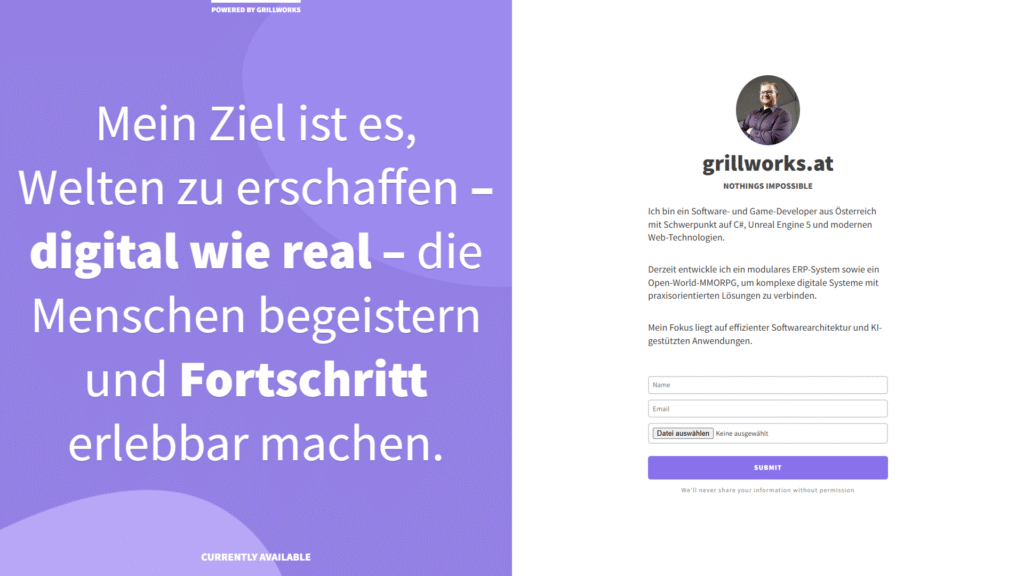 Alte Portfolio Webseite